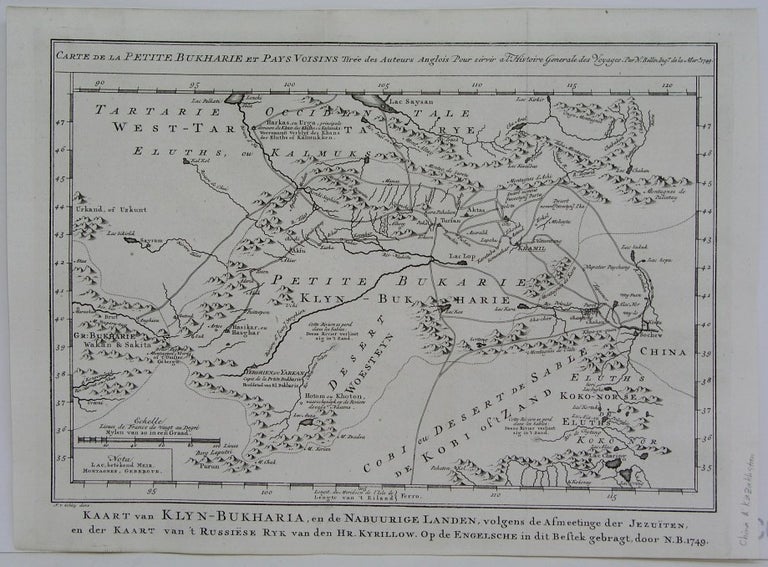Item #M4857 Carte de la Petite Bukharie et Pays Voisins / Kaart van Klyn-Bukharia, en de Nabuurige Landen . . Bellin.