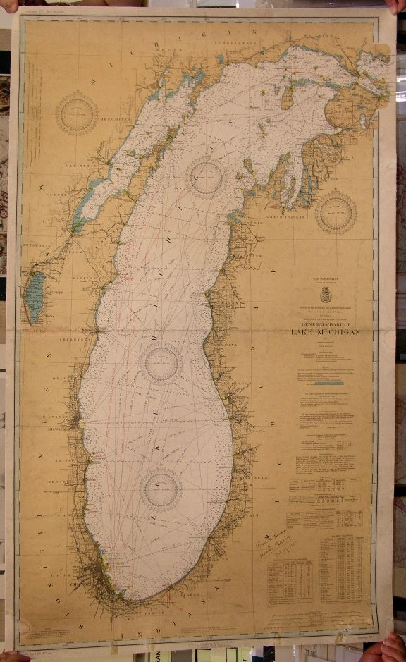 Item #M4930 General Chart of Lake Michigan. War Department.