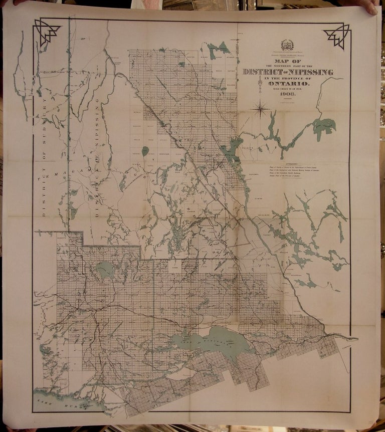Item #M4932 Map of the Northern Part of the District of Nipissing in the Province of Ontario. Forests and Mines Department of Lands.