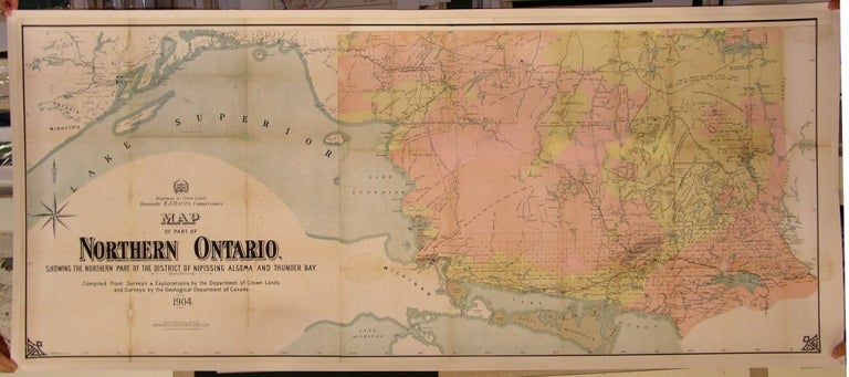 Item #M4933 Map of part of Northern Ontario Showing the Northern Part of the District of Nipissing, Algoma and Thunder Bay. Department of crown lands.