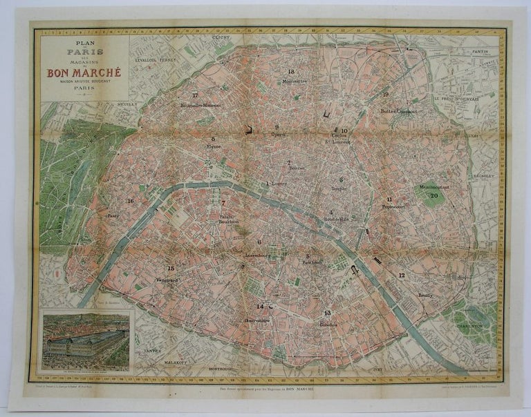 Item #M4955 Plan de Paris de Magasins du Bon Marche. A. Guibal.