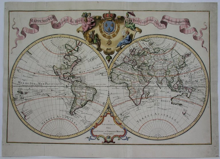 Item #M5042 Mappe Monde a l'usage du Roy. De L'Isle, Covens Mortier.