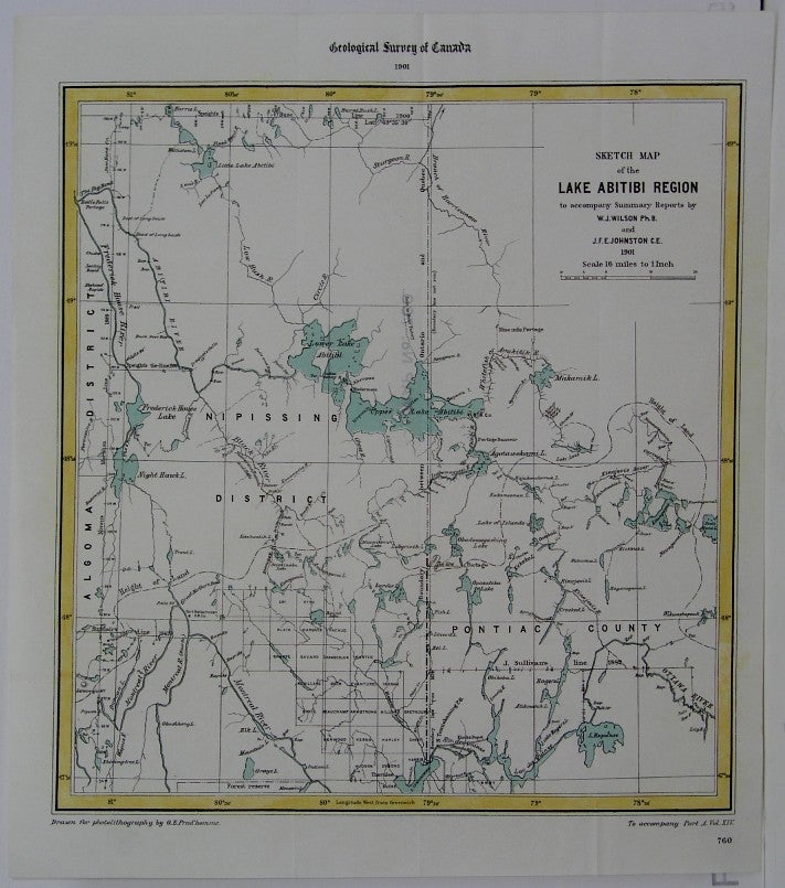 Item #M5369 Sketch Map of the Lake Abitibi Region. O E. Prud'homme.