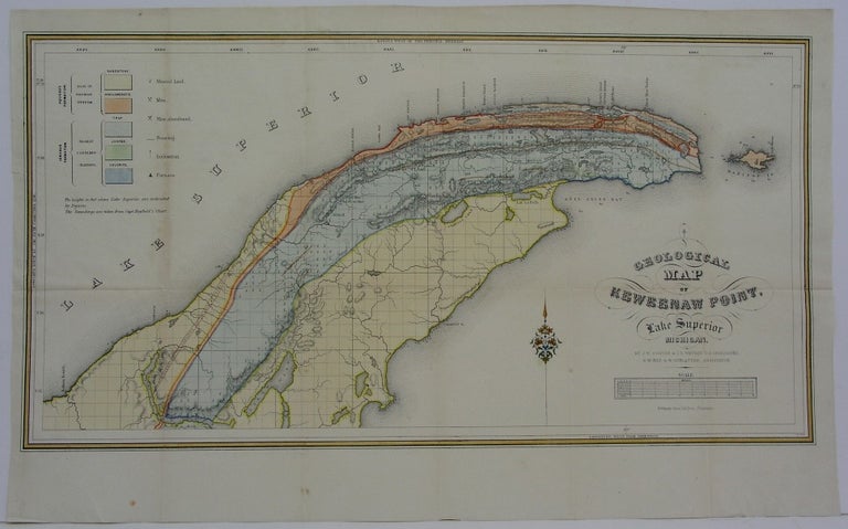 Item #M5699 Geological Map Keweenaw Point. J. O. Whitney J W. Foster.