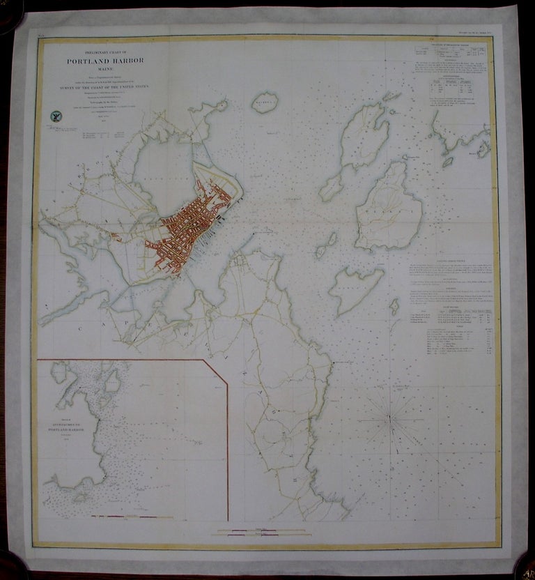 Item #M5788 Preliminary Chart of Portland Harbor Main. A D. Bache, A W. Longfellow, C. Boutelle.