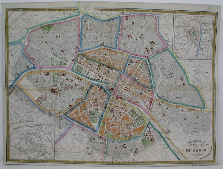 Item #M6034 Galignani's Plan of Paris and Environs. Achin.
