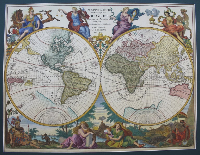 Item #M6412 Mappe Monde ou Description du Globe Terrestre & Aquatique. Jaillot, Elwe.