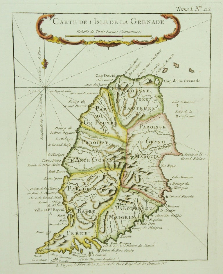 Item #M6667 Carte de l'Isle de la Grenade. Jacques Nicolas Bellin.
