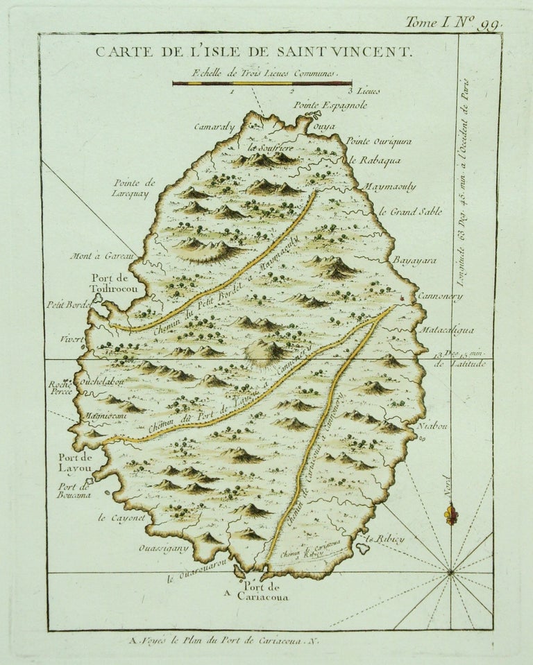 Item #M6672 Carte de l'Isle de Saint Vincent. Jacques Nicolas Bellin.