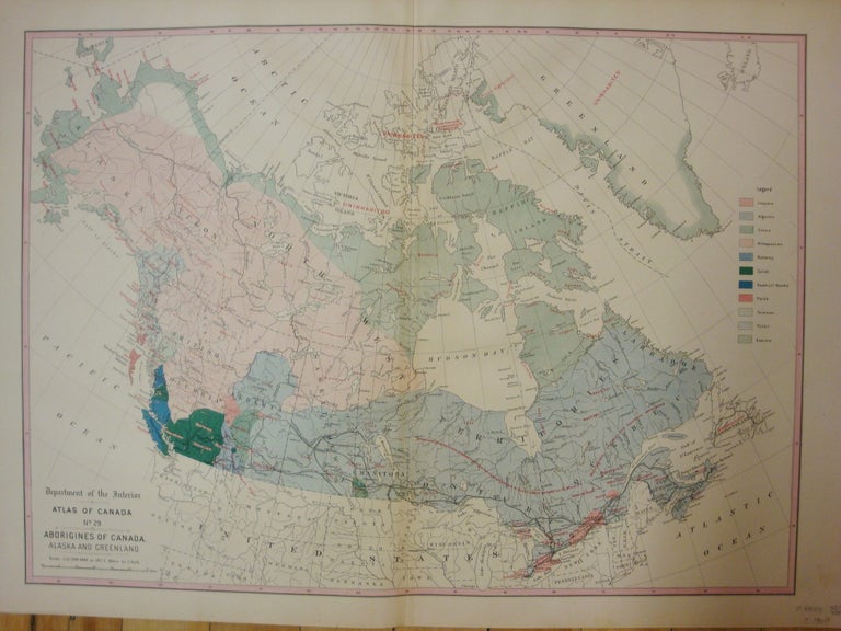 Item #M6730 Department of the Interior Atlas of Canada No.29 Aborigines of Canada, Alaska and Greenland. J. White.