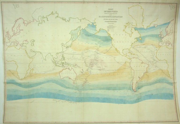 Item #M6833 Chart of the World Shewing the Traces of the U.S. Exploring Expedition in 1838, 39, 40, 41 & 42. Charles Wilkes Esq. Commander. Charles Wilkes.