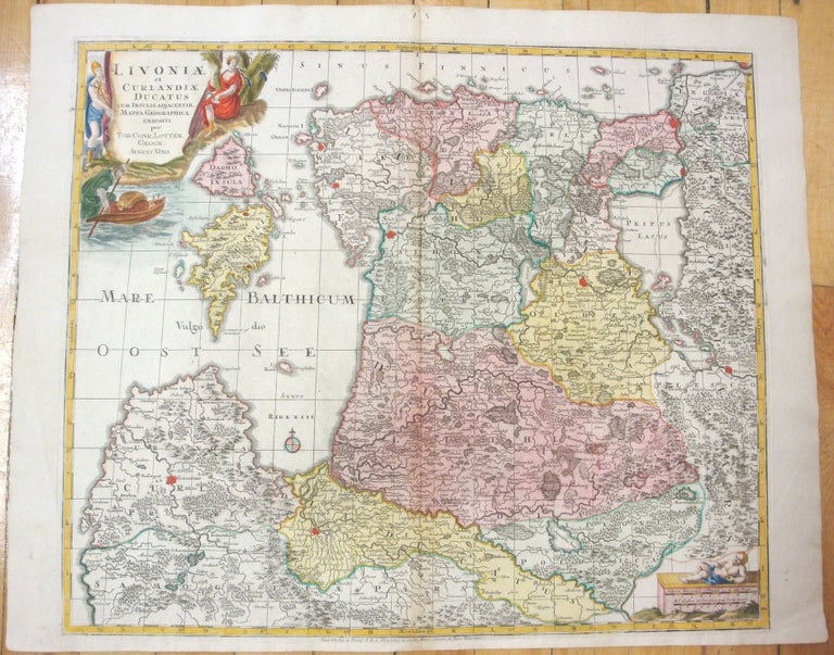 Item #M7062 Livoniae et Curlandiae Ducatus cum insulis adjacentib Mappa Geographica Exhibiti. Tobias Conrad Lotter.