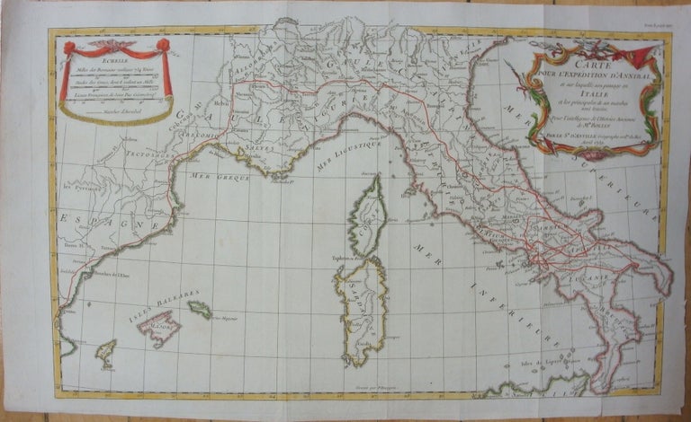 Item #M7438 Carte pour l'Expedition d'Annibal, et sur laquelle son passage en Italie et les principales de ses marches sont tracees; Pour l'intelligence de l'Histoire Ancienne de Mr. Rollin. D'Anville.