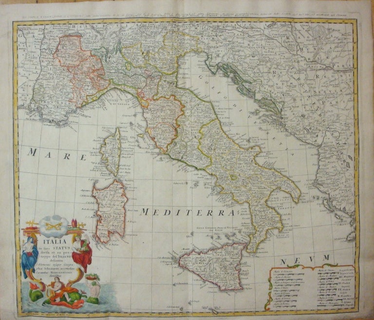 Item #M7468 Italia in suos Status divisa et ex prototypo del'Isliano desumta Elementis insuper Geographiae. Homann Heirs.
