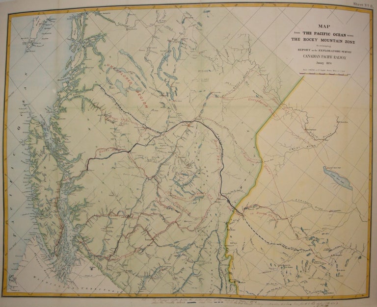 Item #M7548 Map from the Pacific Ocean across the Rocky Mountain Zone to accompany Report on the Exploratory Survey / Canadian Pacific Railway. Canadian Pacific Railway.