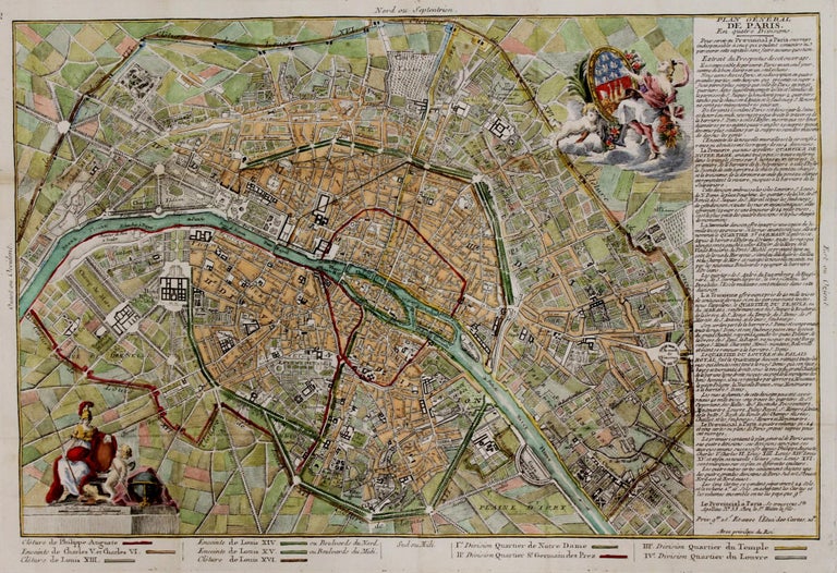 Item #M7929 Plan General De Paris En Quatre Division. Maurille-Antoine Moithey.