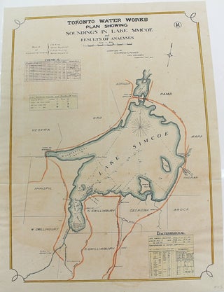 Item #M7939 Toronto Water Works Plan showing Soundings in Lake Simcoe and Results of Analyses....