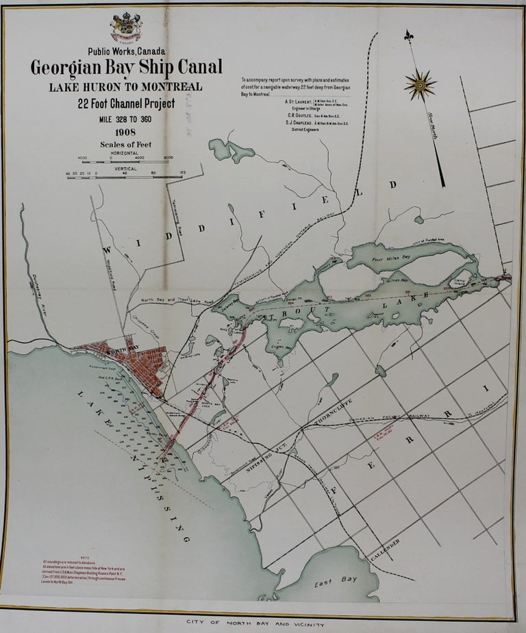 Item #M8118 City of North Bay and Vicinity, Georgian Bay Ship Canal Lake Huron to Montreal. A St Laurent, C R. Coutlee, S J. Chapleau.