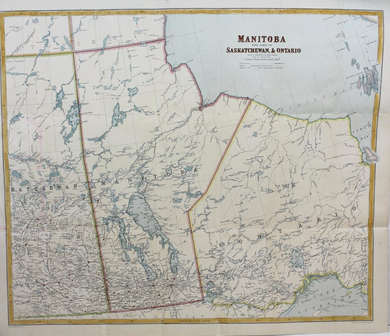Item #M8186 Manitoba With Parts of Saskatchewan & Ontario. George Philip, Ltd Son, The London Geographical Institute.