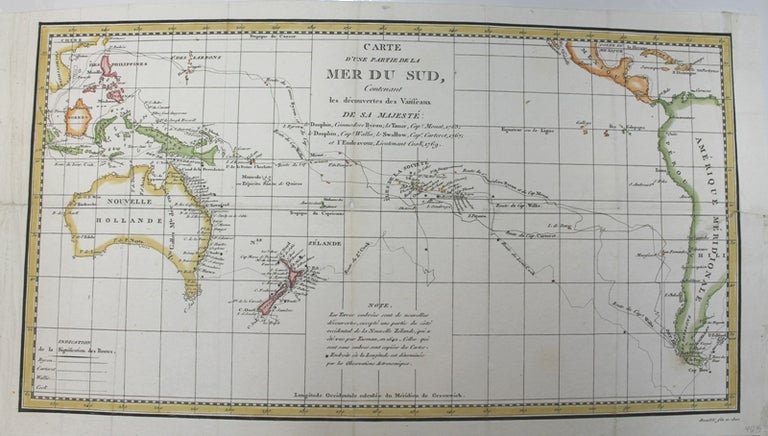 Item #M8248 Carte d’une Partie de la Mer du Sud Contenant les Decouvertes de Vaisseaux de sa Majeste. Cook, Benard.