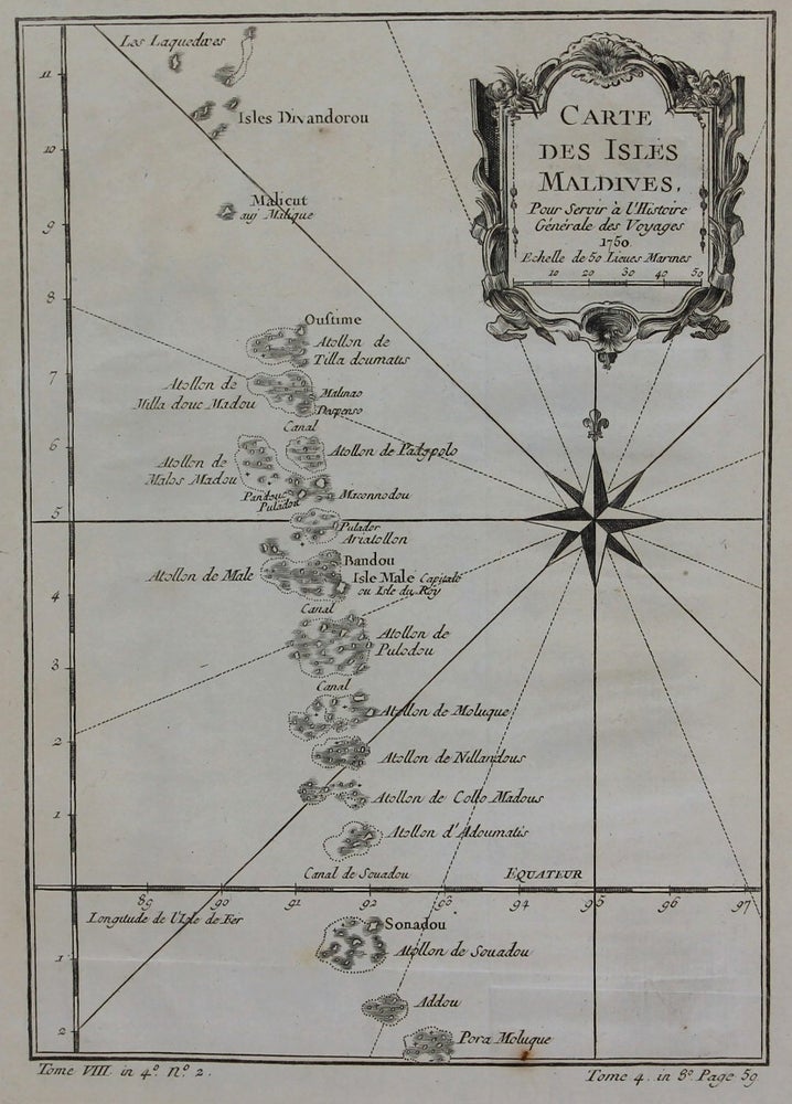 Item #M8331 Carte Des Isles Maldives Pour Servir a L'Histoire Generale des Voyages. Bellin.