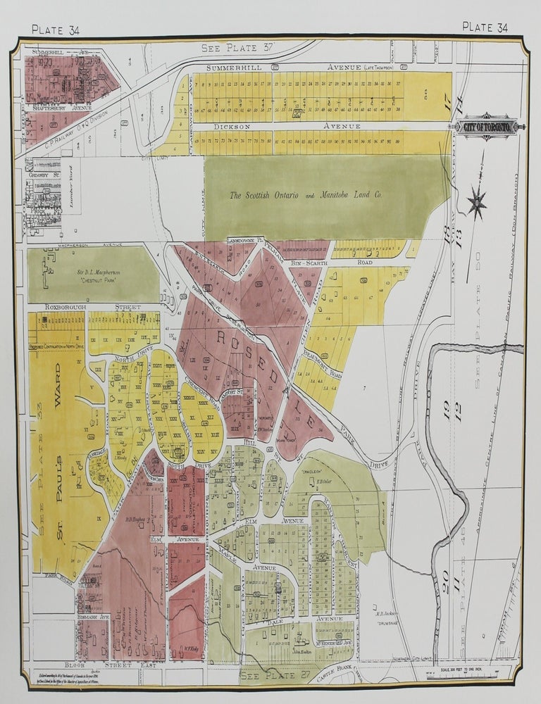 Item #M8376 City of Toronto Plate 34 [Yonge St., Park Dr. & Glen Rd.]. Charles Edward Goad.