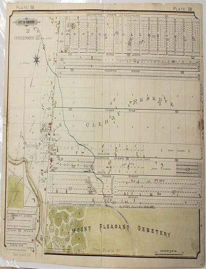 Item #M8379 City of Toronto Plate 38 [Yonge St., Davisville Ave. & Glebe Rd.]. Charles Edward Goad.