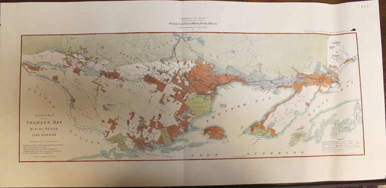 Item #M8594 Sketch Map of the Thunder Bay Mining Region of Lake Superior. A. L. Russel, E. D. Ingall.