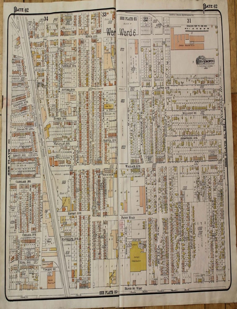 Item #M9038 Atlas City of Toronto Plate 62 [Bloor St. West & Dundas St.]. Charles Edward Goad.