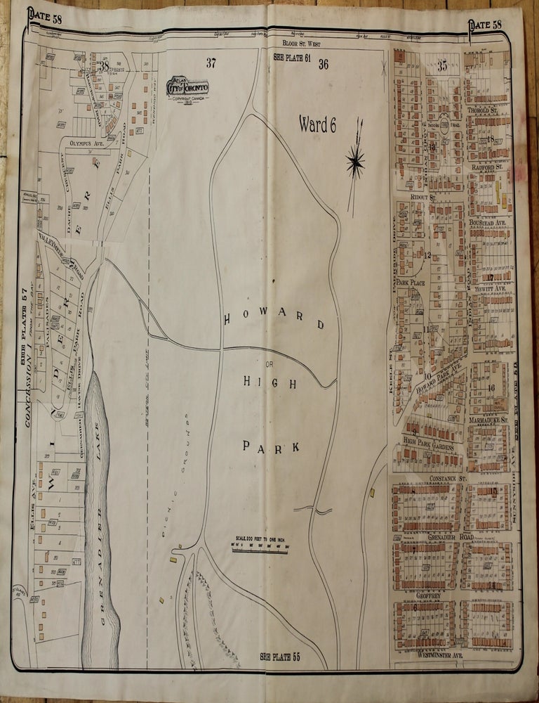 Item #M9040 Atlas City of Toronto Plate 58 [Howard or High Park]. Charles Edward Goad.