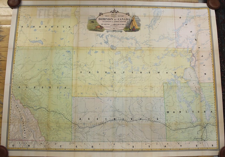 Item #M9100 Dominion of Canada Telegraph and Signal Service Map No. 3 (West Central Section). F N. Gisborne.