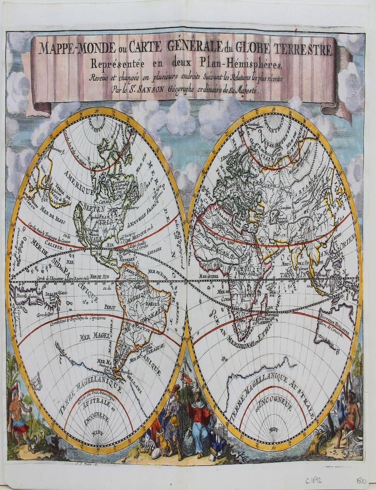 Item #M9110 Mappe-Monde ou Carte Generale du Globe Terrestre. Nicolas Sanson.