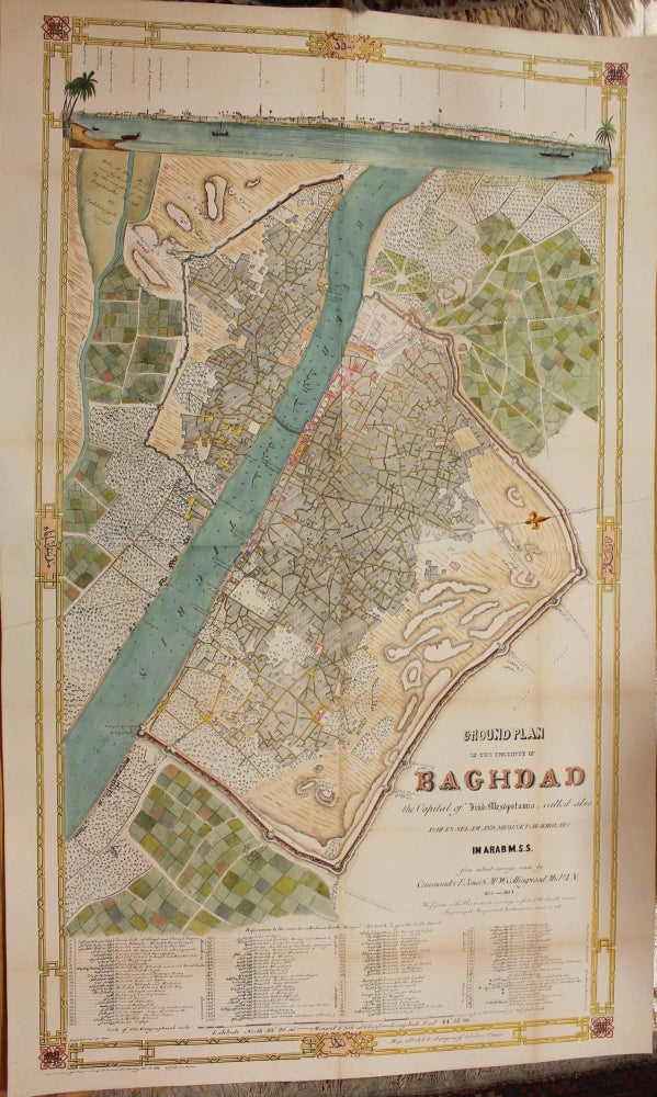 Item #M9126 Ground plan of the enceinte of Baghdad : the capital of Irák-Mesopotamia : called also Dar-es-Selam and Medinet-al-Kholafa in Arab M.S.S. Commander F. Jones, W. Collingwood.