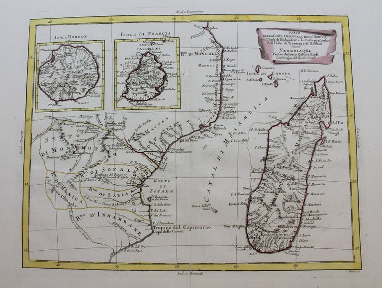 Item #M9173 Parte Della Costa Orientale Dell' Africa con l'Isola di Madagscar e le Carte Particolari dell' Isole di Francia e di Borbon . . Antonio Zatta.