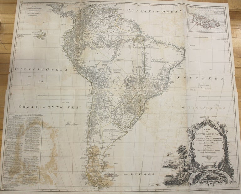 Item #M9250 A Map of South America containing Tierra-Firma, Guayana, New Granada, Amazonia, Brasil, Peru, Paraguay, Chaco, Tucuman, Chili, and Patagonia. Jean Baptiste d'Anville.