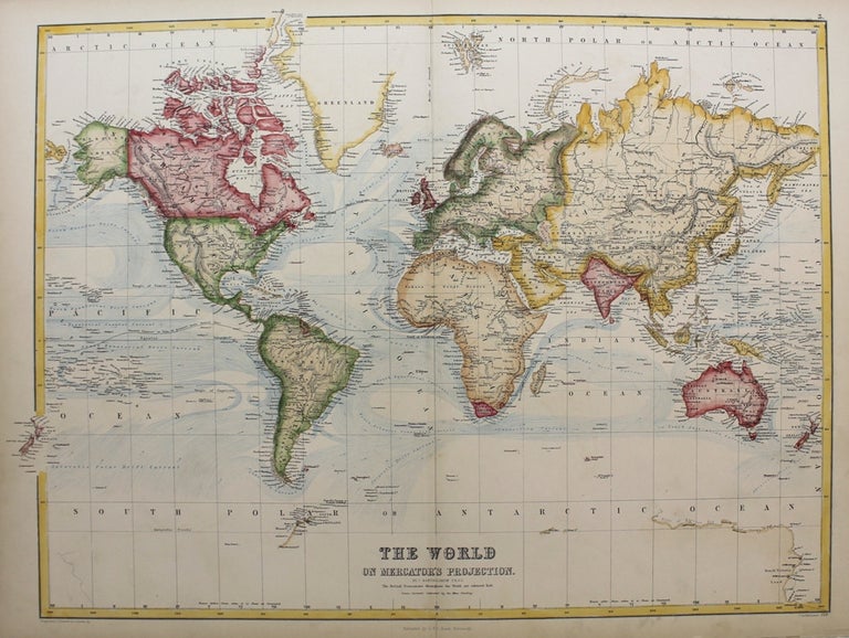 Item #M9357 The World on Mercator's Projection; The British Possessions throughout the World are coloured Red. J. Bartholomew.