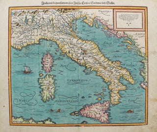 Item #M9370 Italia mit dreyen furnemesten Inseln, Corsica, Sardinia, und Sicilia (Italy)....