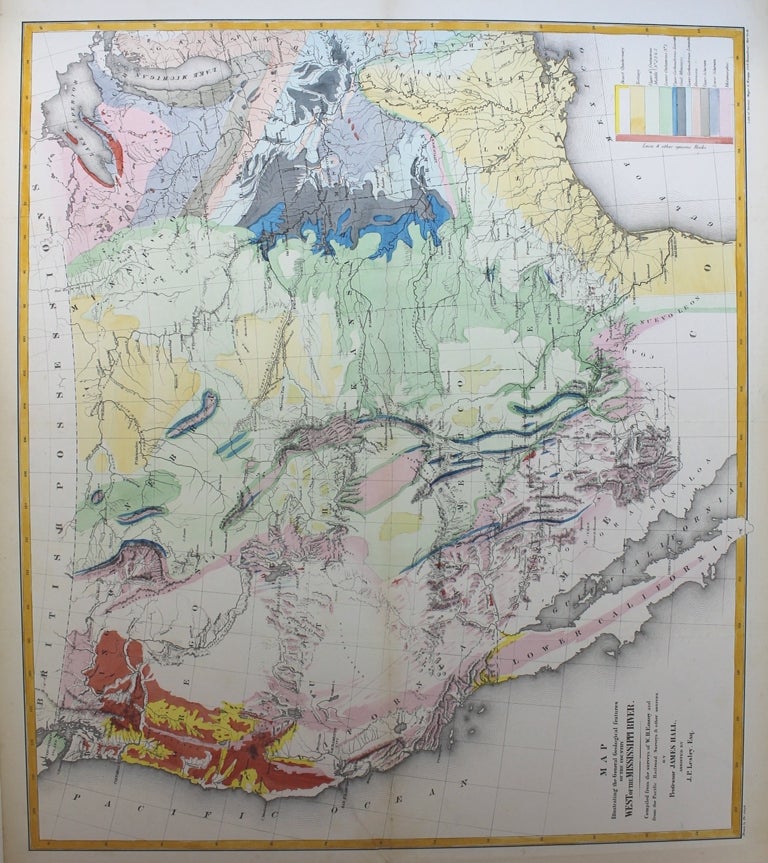 Item #M9381 Map Illustrating the General Geological Features of the Country West of the Mississippi River. James Hall, W H. Emory.