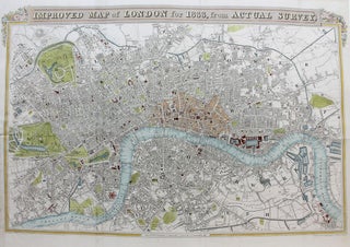 Item #M9565 Improved map of London for 1833, from Actual Survey. William Schmollinger