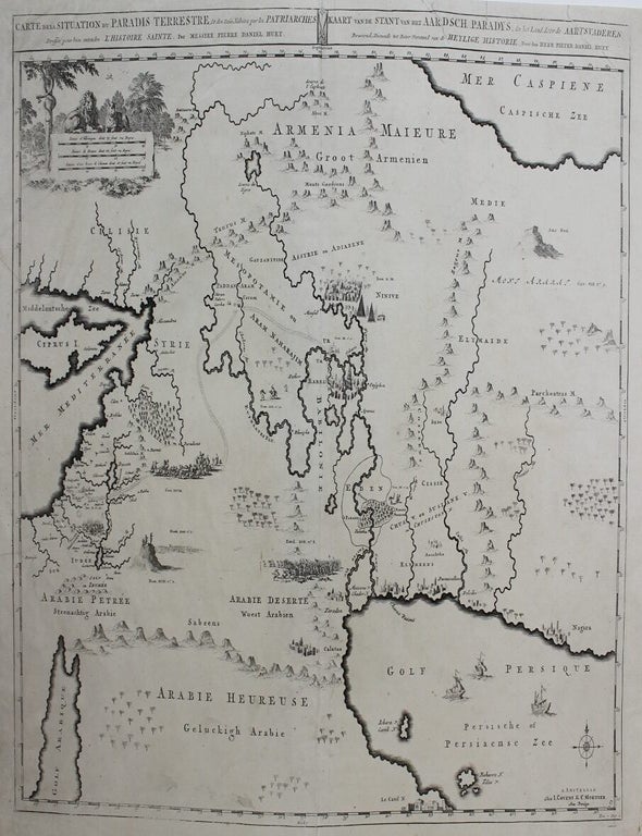 Item #M9622 Carte de la Situation du Paradis Terrestre. Perre Mortier.