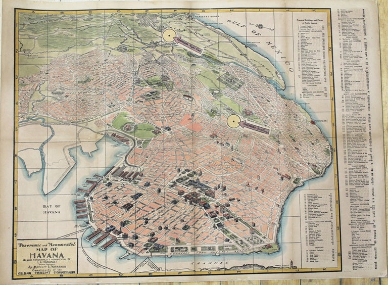 Item #M9629 Panoramic and Monumental Map of Havana. Rogelio L. Mirabal.