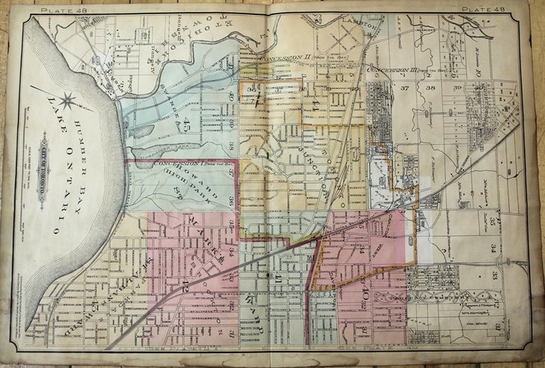 Item #M9752 City of Toronto Plate 48 [Eglinton Ave., Dufferin St., Lake Ontario, River Humber]. Charles E. Goad.