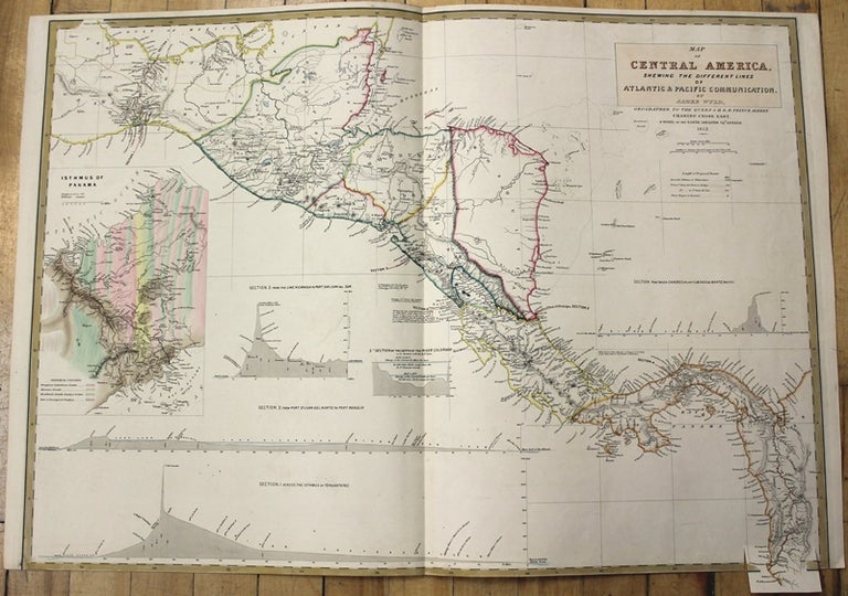 Item #M9895 Map of Central America, shewing the Different Lines of Atlantic & Pacific Communication. James Wyld.