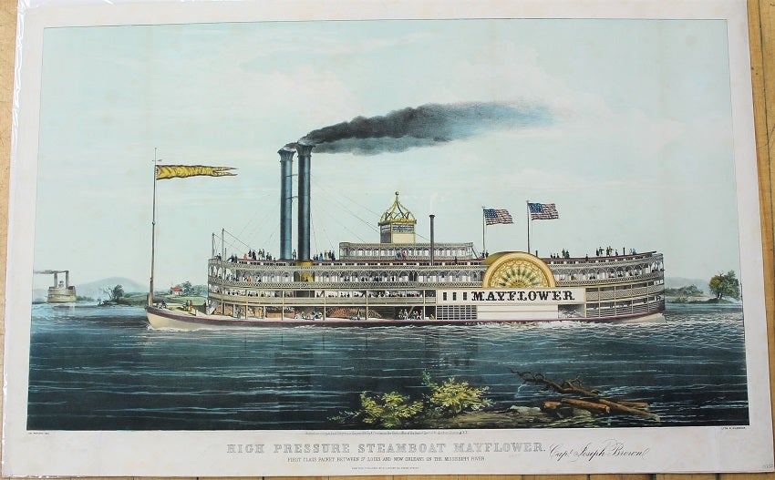 High Pressure Steamboat Mayflower. First Class Packet between St. Louis ...