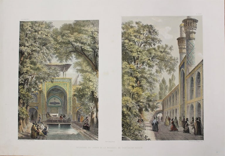 Item #P5218 Interieurs Du Jardin De La Mosquee De Chah-Sultan-Hussein Ispahan. Eugene Flandin.