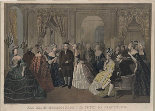 Item #P5227 Franklin at the Court of France, 1778. Receiving the homage of his Genius, and...