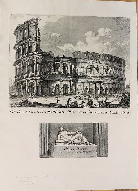 Item #P5258 Vue des restes de L'Amphitheatre Flavien Vulgairement dit Le Colisee. Barbault.