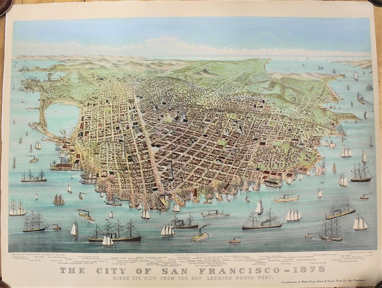 Item #P5302 The City of San Francisco-1878Birds Eye View from the Bay Looking South-West. C R. Parsons.